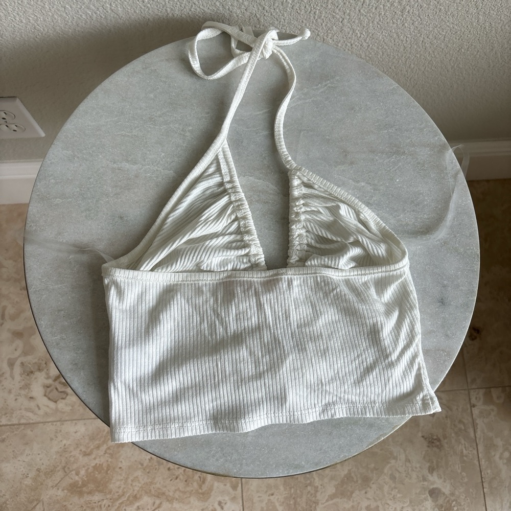 Blue blush white halter tie top - Picture 2 of 3